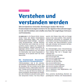 Magazinseite mit dem Titel ‚Verstehen und verstanden werden‘. Der Artikel thematisiert Kommunikationsstrategien zur Vermeidung von Missverständnissen in Beruf und Alltag.